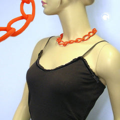 NECKLACE WIDE CURB CHAIN APRICOT-MATT 45CM