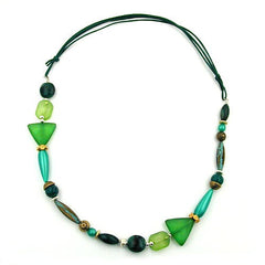 NECKLACE MINT GREEN DARK GREEN MULTICOLOUR DESIGN 85CM