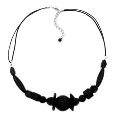 NECKLACE DIFFERENT SHAPED BLACK BEADS,