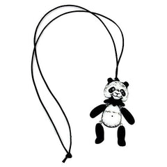 NECKLACE BLACK-WHITE PANDA BLACK CORD 90CM