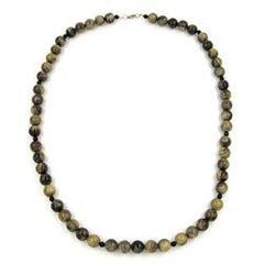NECKLACE BEADS 8MM OLIVE GREEN/ GREY MARBLED 50CM