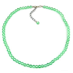 NECKLACE BEADS 6MM GREEN/TRANSPARENT 42CM