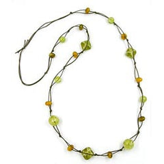 NECKLACE BEADS OLIVE-CRASH 110CM
