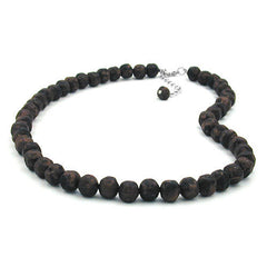NECKLACE BAROQUE BEADS 10MM BROWN MARBLED 50CM