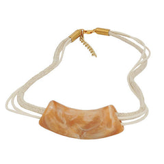 NECKLACE TUBE FLAT CURVED BEIGE 45CM