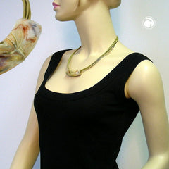 NECKLACE TUBE FLAT-CURVED WHITE-OLIVE 45CM