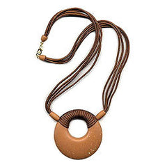 NECKLACE AMULET CARAMEL/ BROWN 60CM
