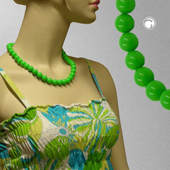 NECKLACE BEADS 12MM GREEN 50CM
