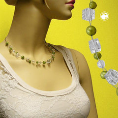 NECKLACE GREEN-OLIVE-SILKY BEADS 45CM