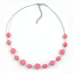 NECKLACE GLASS BEADS PINK 45CM