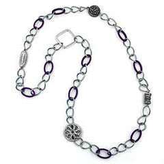 NECKLACE PURPLE-SILVER BEADS 100CM