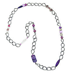 NECKLACE PURPLE BEADS 95CM