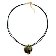 NECKLACE TREE BARK DESIGN DARK GREEN/ GILDED