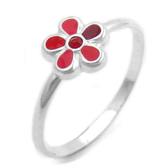 RING FOR CHILDREN RED FLOWER SILVER 925 (44)