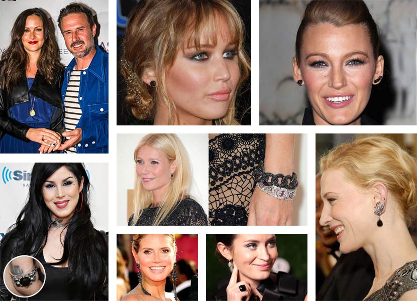Celebrities wearing black diamond jewellery