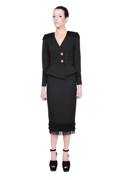 RUDYBOIS Fall Winter 2014 collection BLACK STRUCTURED BLAZER WITH FRINGES