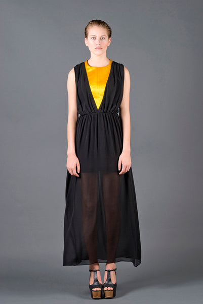 RUDYBOIS Spring Summer 2013 collection BLACK SILK LONG DRESS