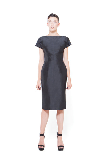 RUDYBOIS Spring Summer 2015 collection BLACK SILK & SHORT SLEEVES DRESS