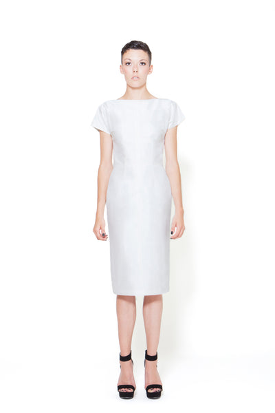 RUDYBOIS Spring Summer 2015 collection WHITE SILK & SHORT SLEEVES DRESS