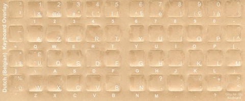 Dutch Keyboard Stickers - Labels - Overlays with White Characters for Black Computer Keyboard