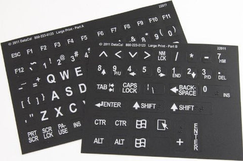 Braille and Large Print Combined Keyboard Stickers - Black Keys with White Characters - Perfect for Visually Impaired Individuals, Low Vision, or Low Light for Seniors and People with Bad Vision!
