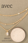 Dainty Chain Layered Rectangle Charm Necklace