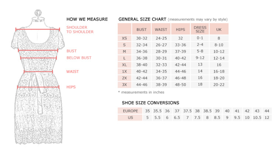 Size Chart - Luna Boutique