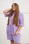 Lavender Button Up Short Sleeve +