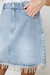 denim rhinestone mini skirt