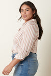 beige stripe long slv. top +