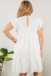 white swiss dot babydoll dress +