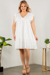 white swiss dot babydoll dress +
