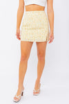 Yellow Floral Slit Mini Skirt