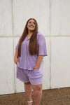 Lavender Button Up Short Sleeve +