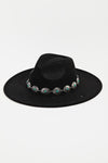 Western Concho Chain Fedora Hat in Black