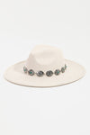 Western Concho Chain Fedora Hat in Ivory