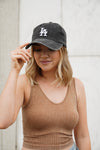 LA Baseball Hat in Charcoal