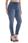 dark wash skinny ankle with raw hem jeans +