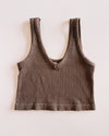 Seamless Ribbed V Tank Top- Taupe
