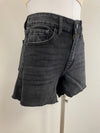 washed black high rise fray shorts