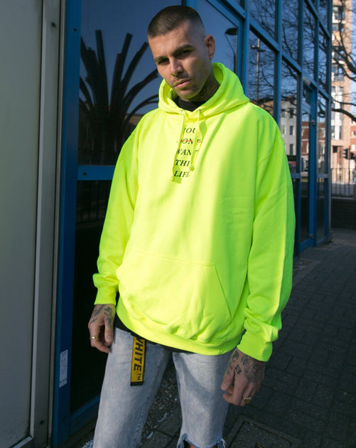 neon green hoodie outfit