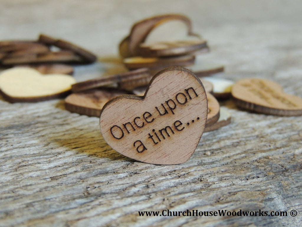 Wood Heart Wedding Confetti- Mr., Mrs, I Do, We Do, Bride, Groom, Happily Ever After, Once Upon A Time, Best Day Ever by Church House Woodworks. Great for Rustic Weddings, Farm Weddings, Barn Weddings, Country Weddings, Shabby Chic Weddings, etc.
