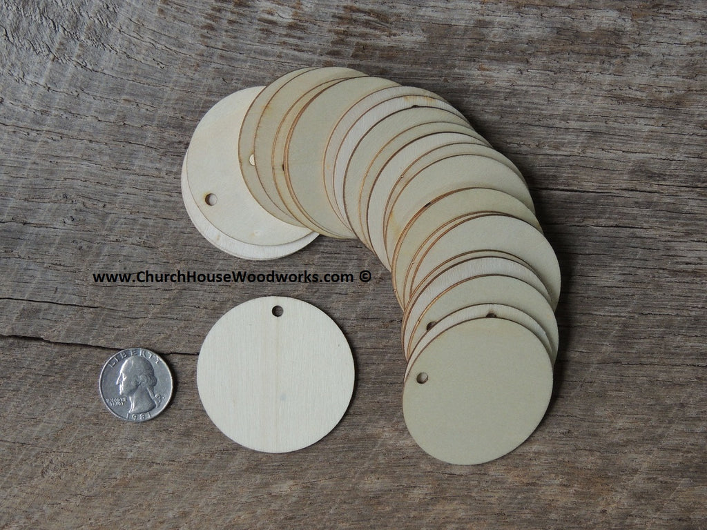 Wood craft disc 2 inch for coins checkers game pieces scarpbooking  1 hole tags