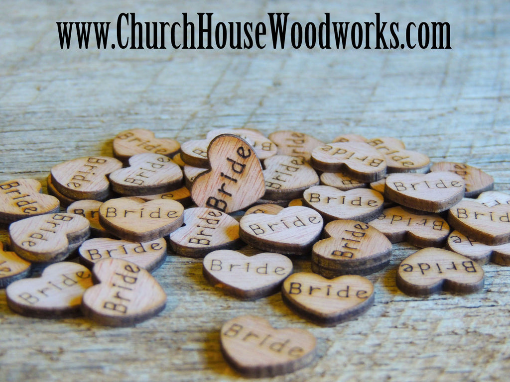 Bride Rustic Wood Heart Confetti for Rustic Weddings, Barn Weddings, Country Weddings, Farm Weddings, Shabby Chic Weddings, by Church House Woodworks