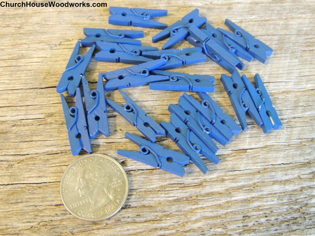 Dark Blue Navy Wood Clothespins by ChurchHouseWoodworks.com Great for weddings, bridal showers, baby showers, birthday party events, DIY crafts and projects.