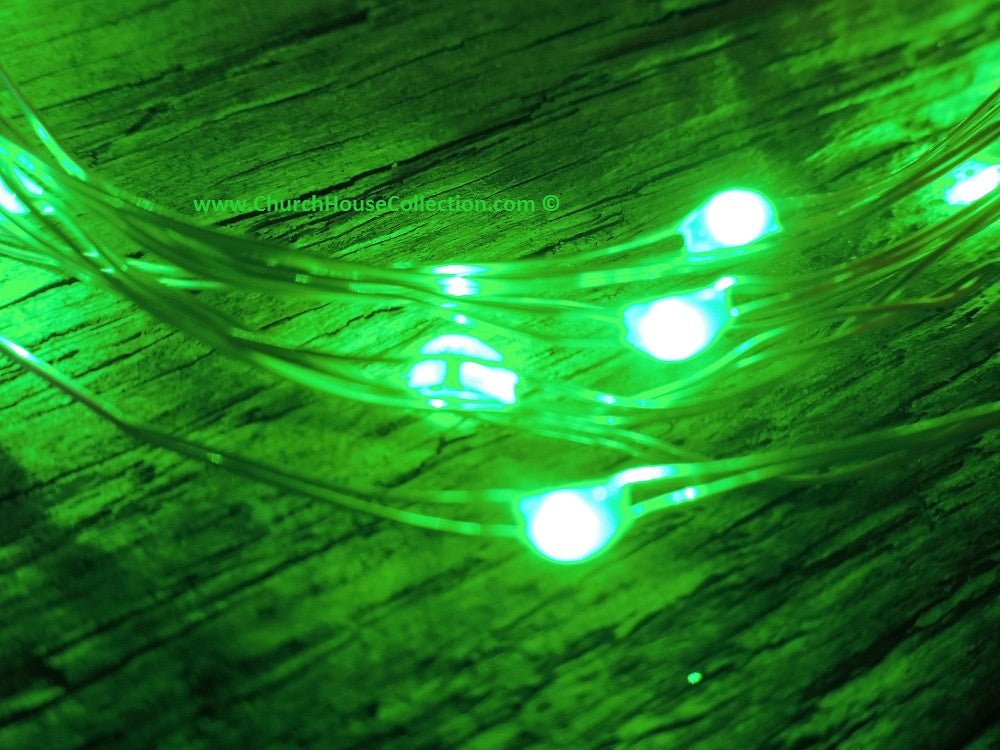 LED Fairy String Lights for rustic weddings wreaths mason jars green on silver wire