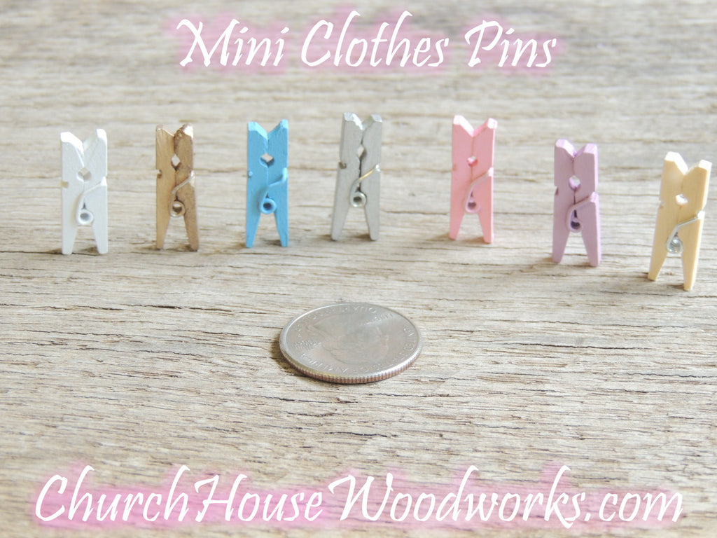 Pack of 100 Dark Green Mini Clothespins by ChurchHouseWoodworks.com