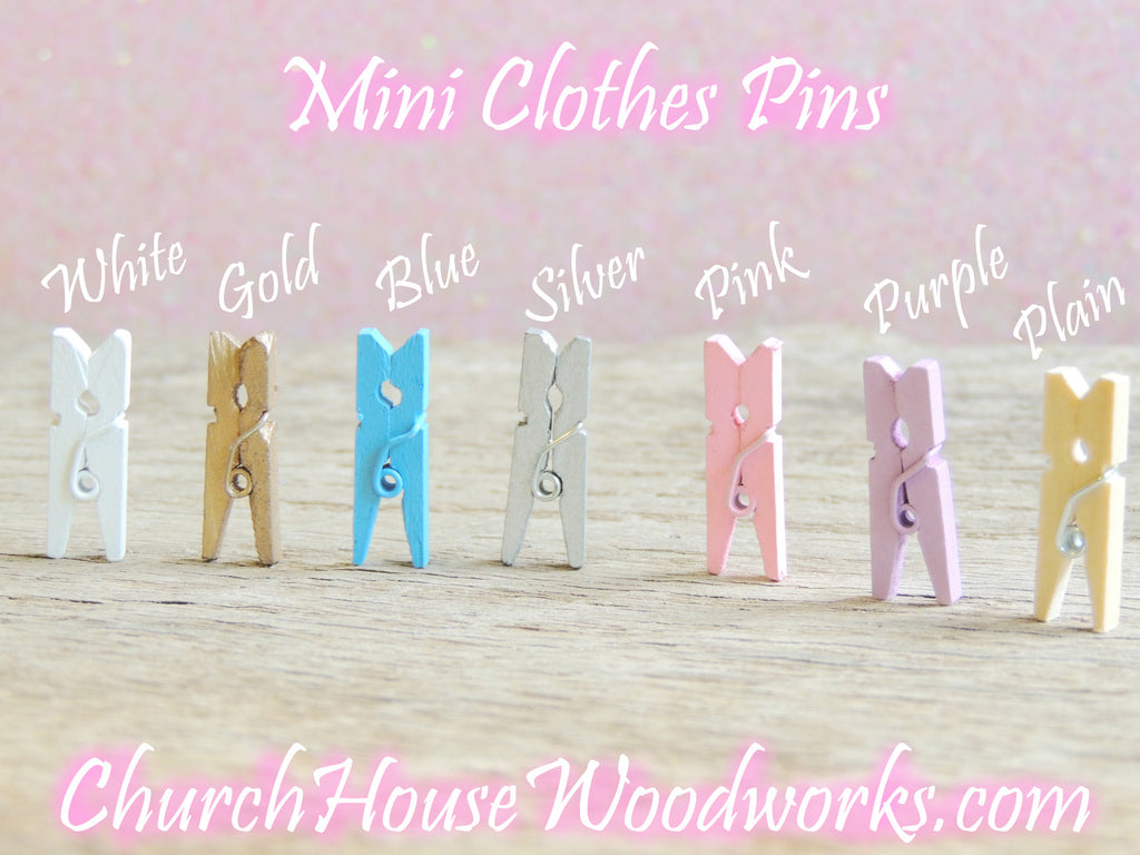 Mini Pink Clothespins Pack of 100 by ChurchHouseWoodworks.com