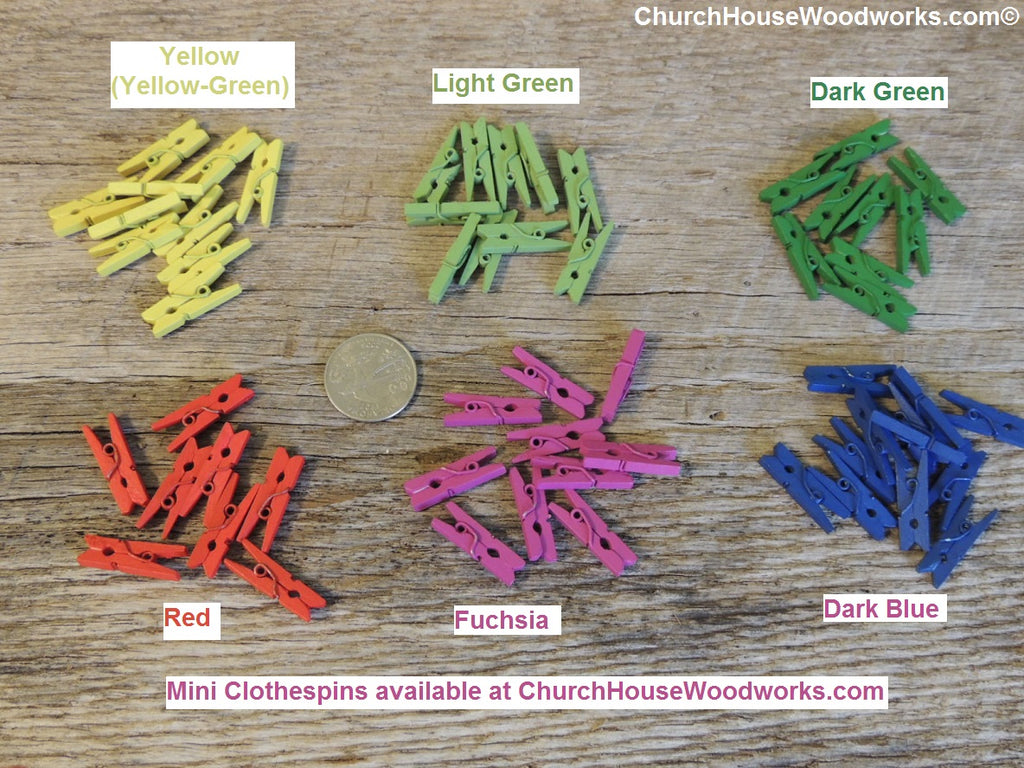 Pack of 100 Dark Green Mini Clothespins by ChurchHouseWoodworks.com