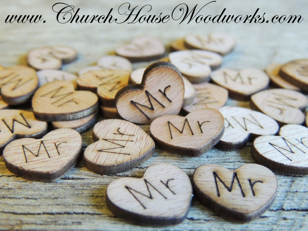 Mr Wood Heart Confetti for Rustic Weddings, Barn Weddings, Country Weddings, Farm Weddings, Shabby Chic Weddings by Church House Woodworks